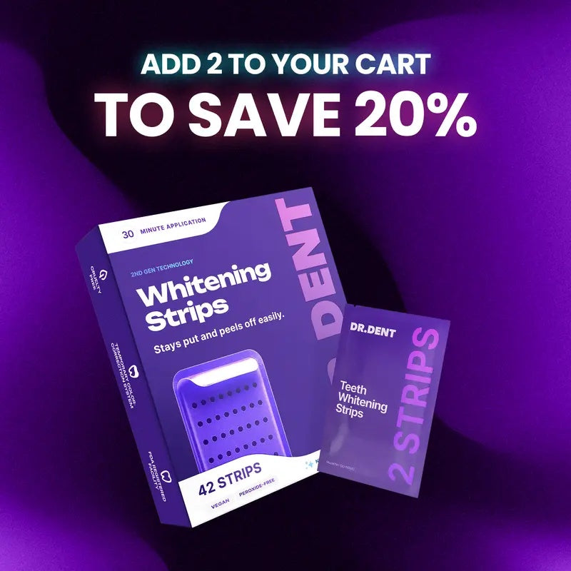 DRDENT Purple Teeth Whitening Strips – 7/21 Whitening Sessions – Non Sensitive Teeth Whitening – Peroxide-Free